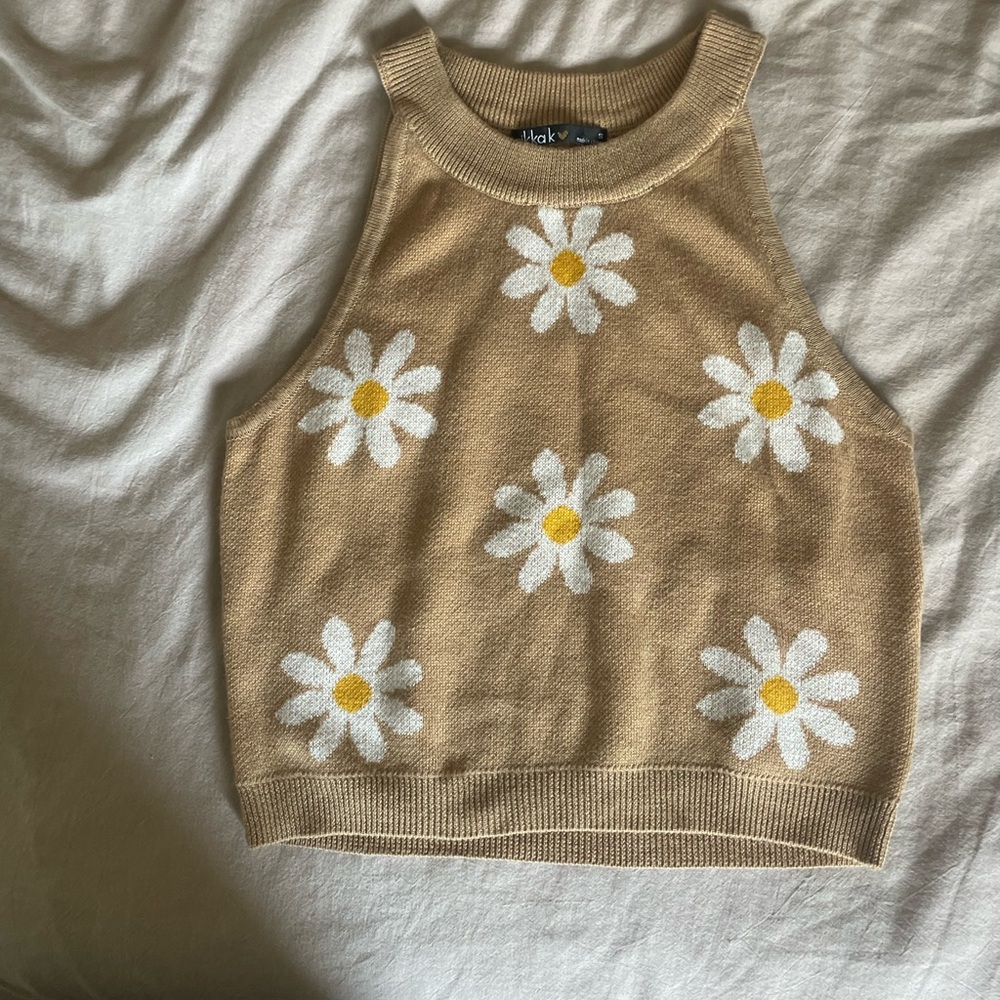 Floral sweater vest crop top